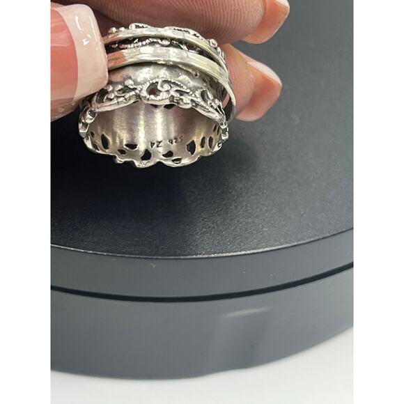 Paz Israel Sterling Silver 
Lace Scroll Design Anxiety Fidget Spinner Ring 8.5 - Picture 9 of 10